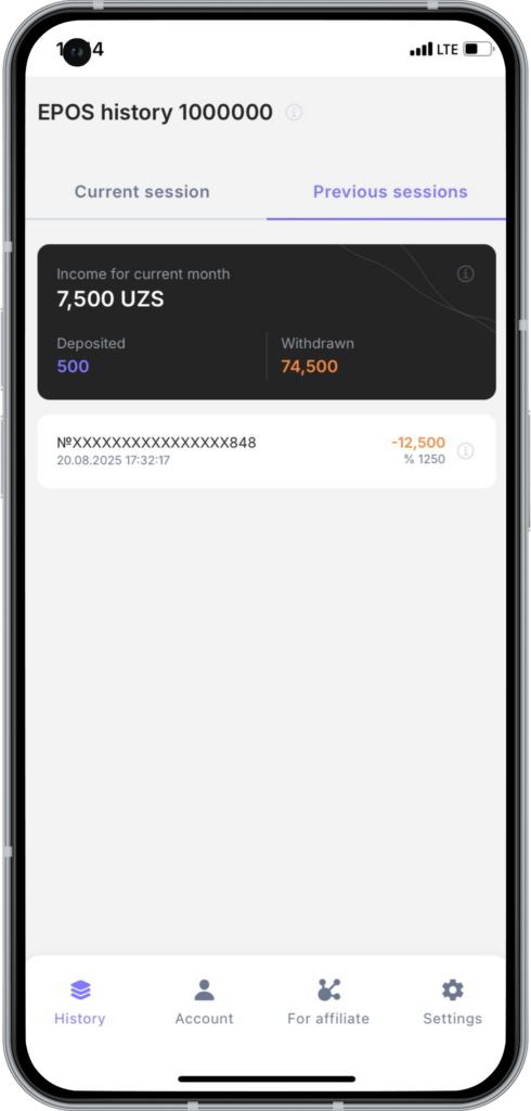 MobCash 1xBet App full transaction history